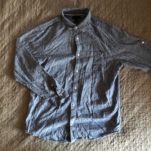Men Blue Chambray Denim Banana Republic ButtonDown